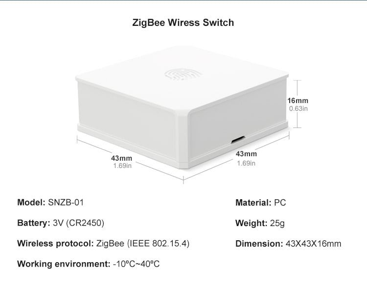 Sonoff Zigbee gomb, mini vezetéknélküli távirányító (ZNZB-01)
