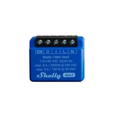 Shelly Plus 1 Mini Gen3 1 áramkörös WiFi + Bluetooth okosrelé